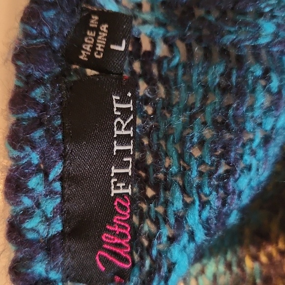 Ultra Flirt Women's V-Neck Striped Sweater - Blue, Purple, White, Large - Picture 5 of 5